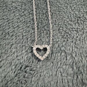 Sterling Silver and Diamond Heart Necklace 18 inch